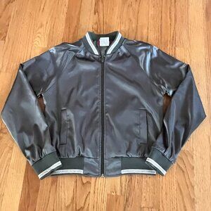 Vintage Esprit Bomber Jacket Size S Satin Olive Green Short 90s City Chic Lined
